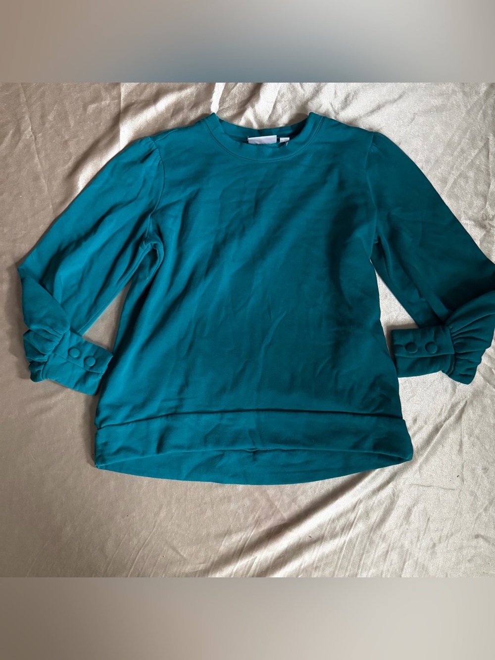 Belle by Kim Gravel TripleLuxe Fleece Button Sleeve Top small a663043